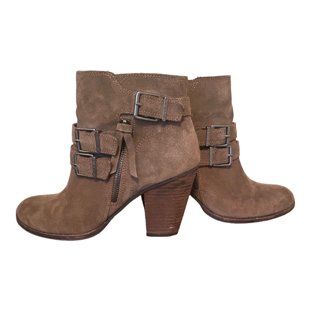 Gianni Bini Women’s Westonn Brown Suede Buckle Ankle Boots Size 9